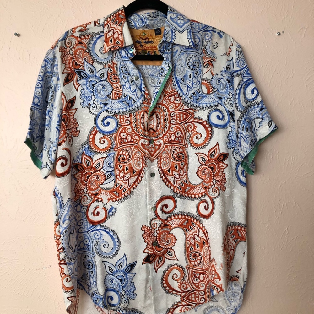 Exotic print Robert Graham silk cocktail shirt